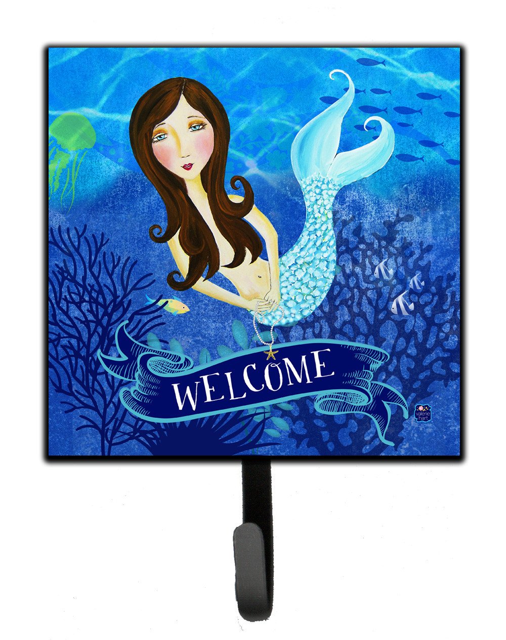 Welcome Mermaid Leash or Key Holder Wall Hooks, Key Hooks Holder, Coat Rack Wall Mount, Coat Hooks, Hooks for Hanging Keys, Towels, Aprons, Leashes