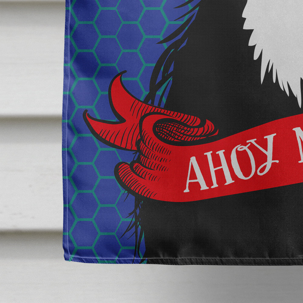 Ahoy Matey Nautical Border Collie House Flag 28x40 Porch Sleeve Pole Decorative Outside Yard Banner Artwork Wall Hanging, Polyester