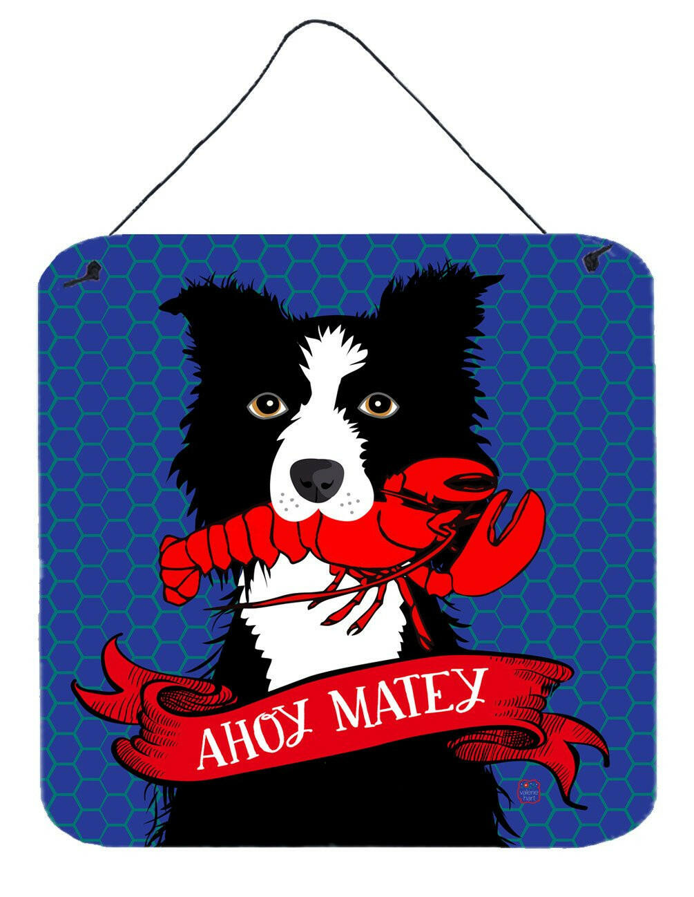 Ahoy Matey Nautical Border Collie Wall or Door Hanging Prints Aluminum Metal Sign Kitchen Wall Bar Bathroom Plaque Home Decor, 6x6, Multicolor