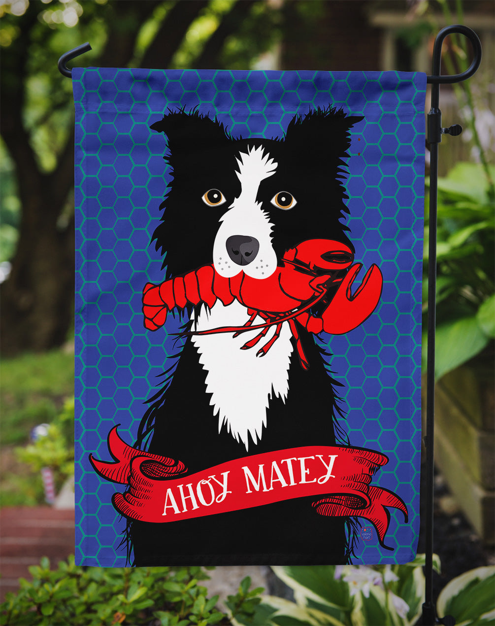 Ahoy Matey Nautical Border Collie Garden Flag Mailbox Decorative Yard Banner Outside Patio Artwork for Flower Beds, Garden Size, Multicolor