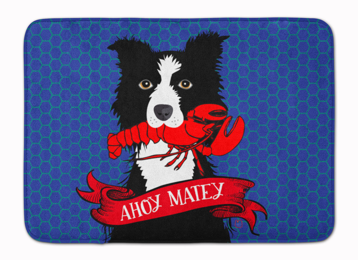 Ahoy Matey Nautical Border Collie Memory Foam Kitchen Mat Machine Washable Anti-Fatigue Cushion Comfort Bath or Kitchen Rug