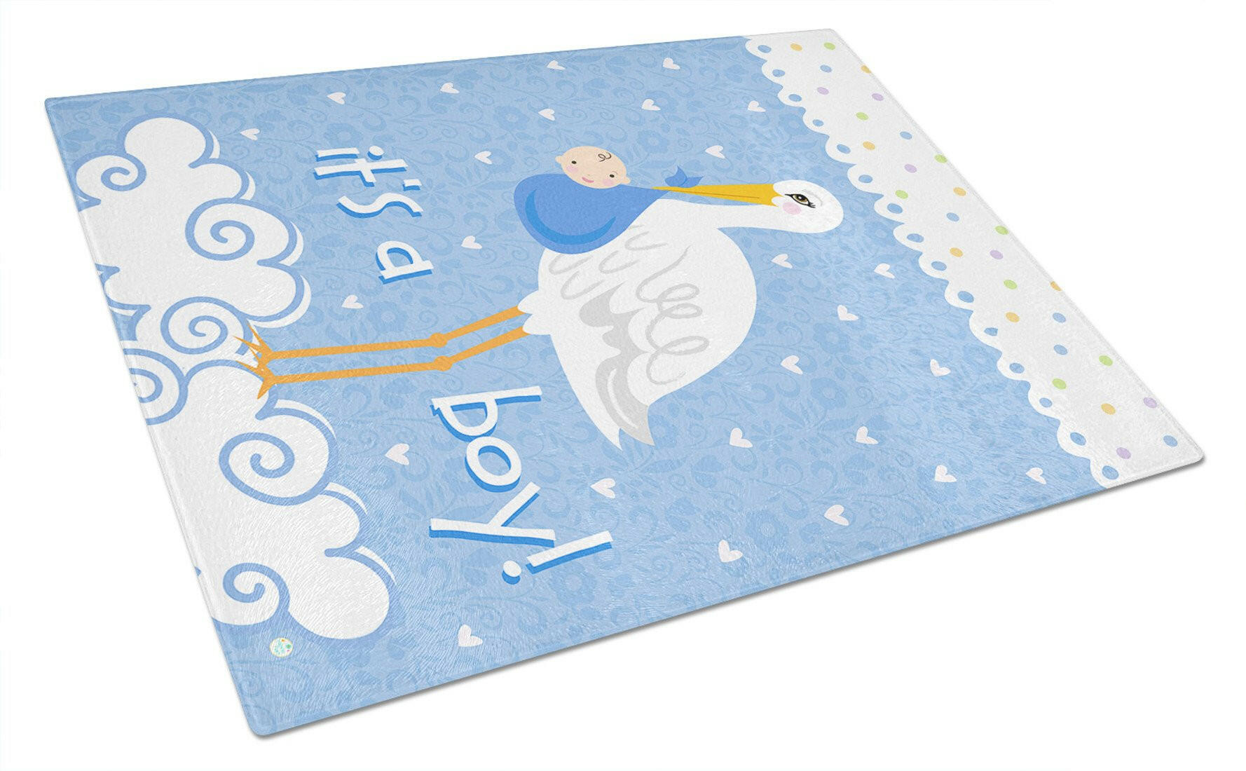 It's a Baby Boy Cutting Board Tempered Glass Kitchen Cutting Surface, Heat Resistant Chopping, Non-Slip Feet, Food Prep & Serving