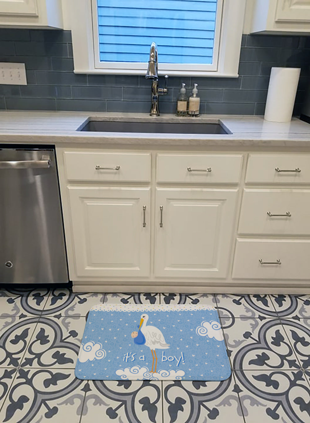 It's a Baby Boy Memory Foam Kitchen Mat Machine Washable Anti-Fatigue Cushion Comfort Bath or Kitchen Rug