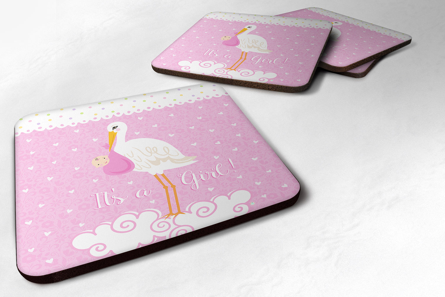 It's a Baby Girl Foam Coasters Set of 4 Cup Coasters for Indoor Outdoor, Tabletop Protection, Anti Slip, Mouse pad Material