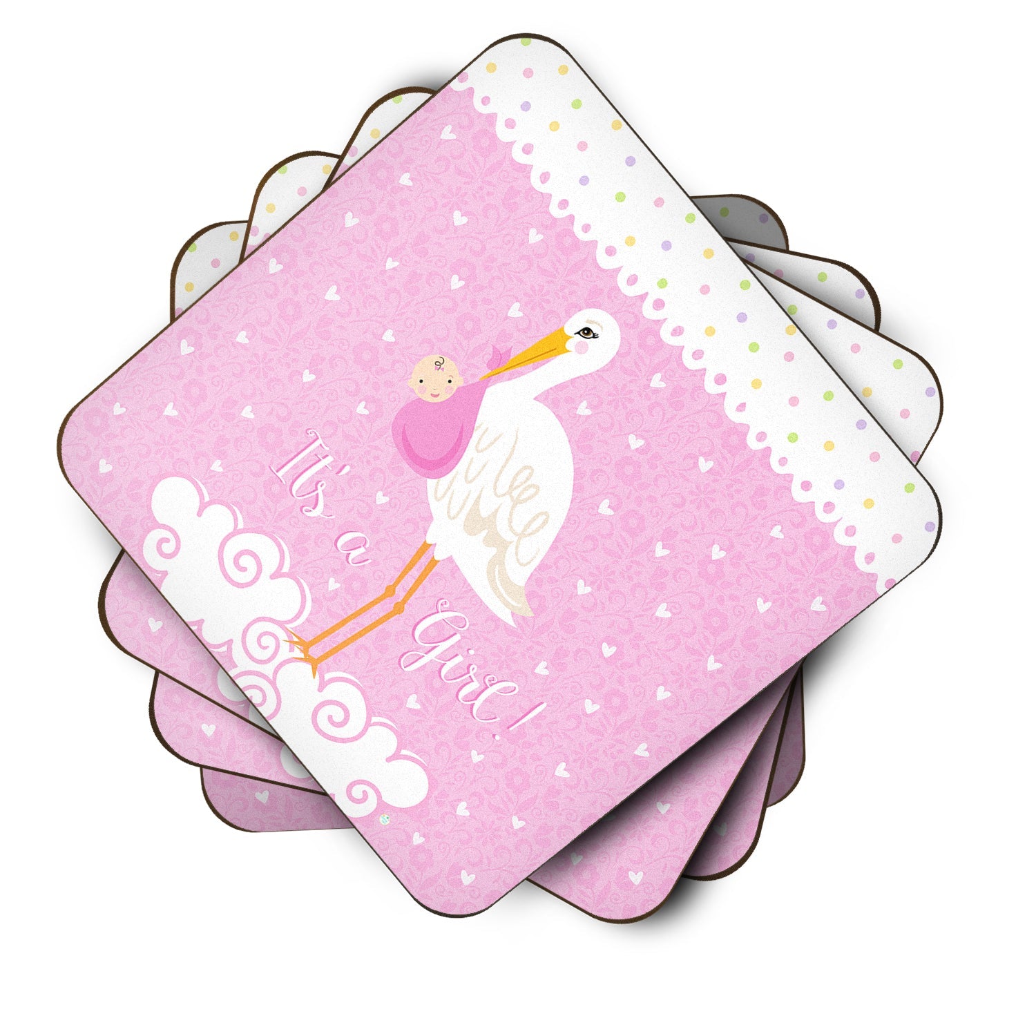 It's a Baby Girl Foam Coasters Set of 4 Cup Coasters for Indoor Outdoor, Tabletop Protection, Anti Slip, Mouse pad Material