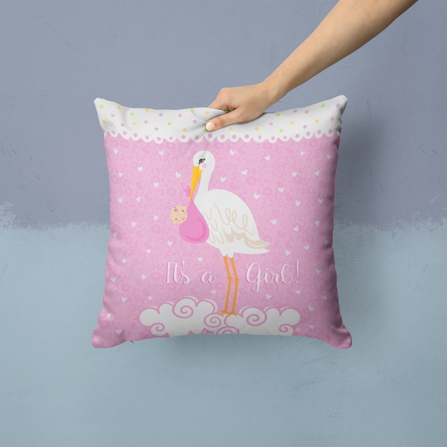 It's a Baby Girl Decorative Throw Pillow 14x14 Indoor Outdoor Accent Cushion, Fabric Cover with Insert for Sofa, Bed, Porch & Living Room