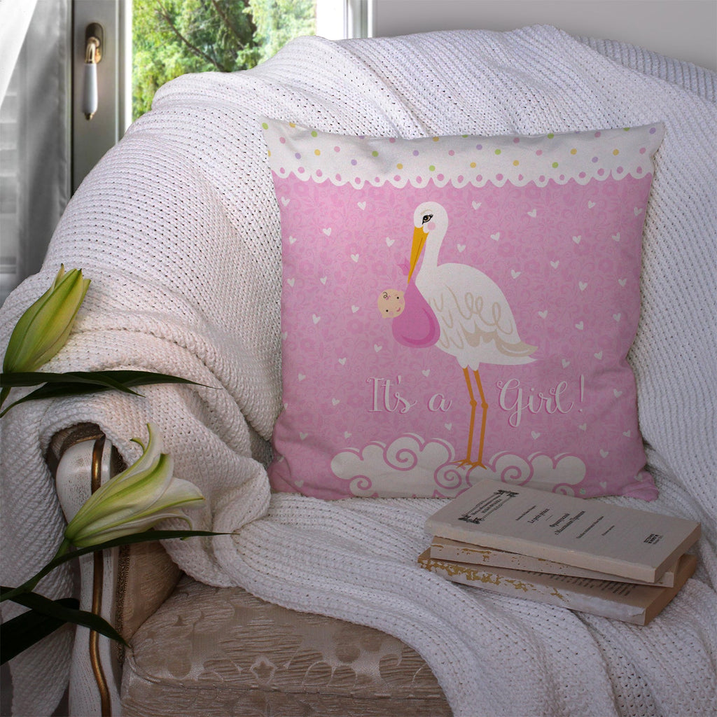 It's a Baby Girl Decorative Throw Pillow 14x14 Indoor Outdoor Accent Cushion, Fabric Cover with Insert for Sofa, Bed, Porch & Living Room