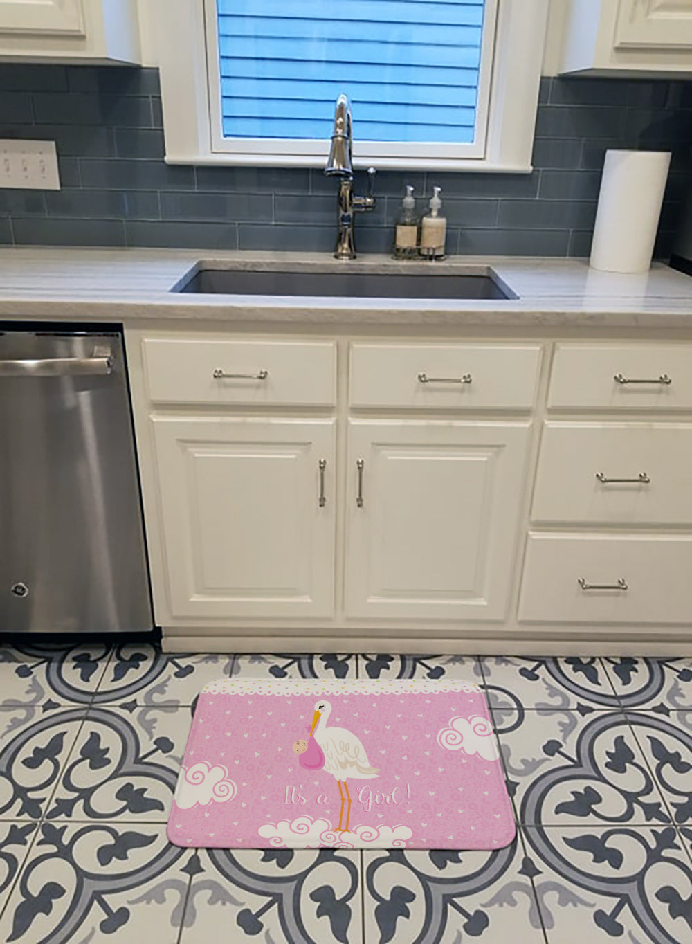 It's a Baby Girl Memory Foam Kitchen Mat Machine Washable Anti-Fatigue Cushion Comfort Bath or Kitchen Rug