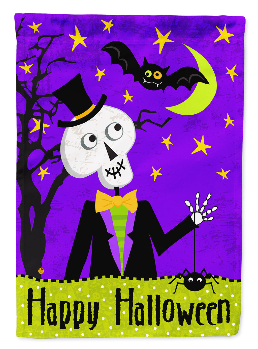 Happy Halloween Skeleton House Flag 28x40 Porch Sleeve Pole Decorative Outside Yard Banner Artwork Wall Hanging, Polyester