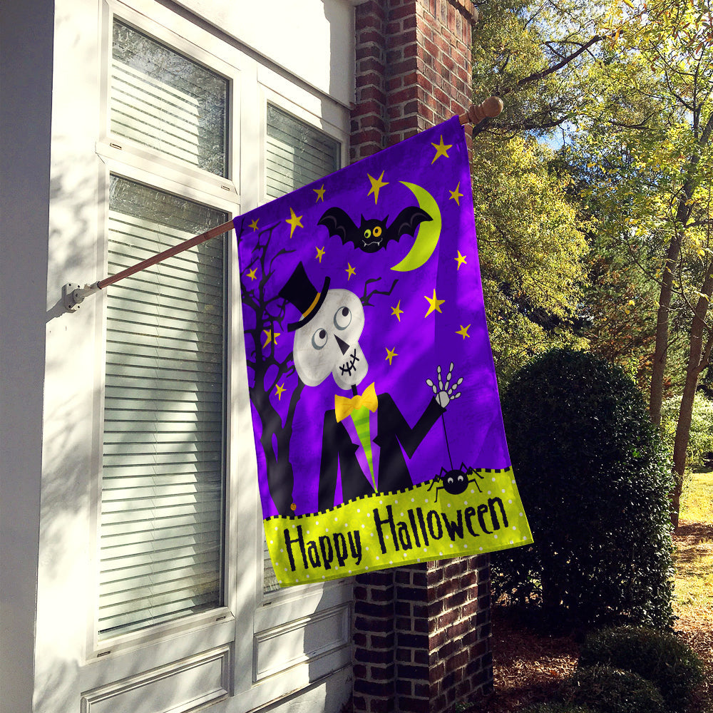 Happy Halloween Skeleton House Flag 28x40 Porch Sleeve Pole Decorative Outside Yard Banner Artwork Wall Hanging, Polyester