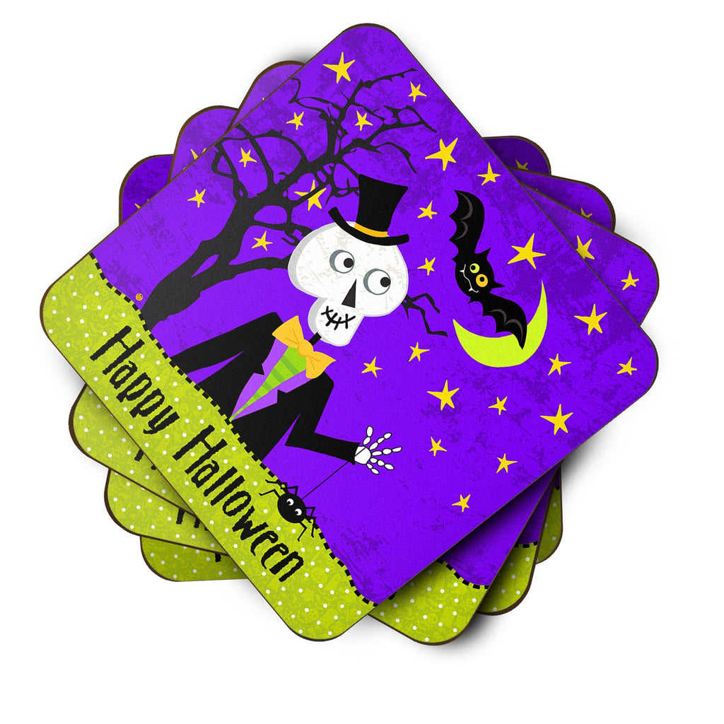 Happy Halloween Skeleton Foam Coasters Set of 4 Cup Coasters for Indoor Outdoor, Tabletop Protection, Anti Slip, Mouse pad Material