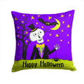 Happy Halloween Skeleton Decorative Throw Pillow 14x14 Indoor Outdoor Accent Cushion, Fabric Cover with Insert for Sofa, Bed, Porch & Living Room