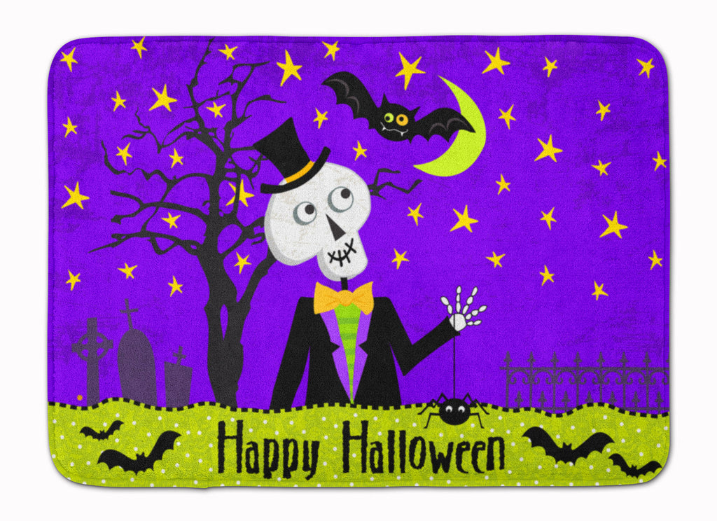 Happy Halloween Skeleton Memory Foam Kitchen Mat Machine Washable Anti-Fatigue Cushion Comfort Bath or Kitchen Rug