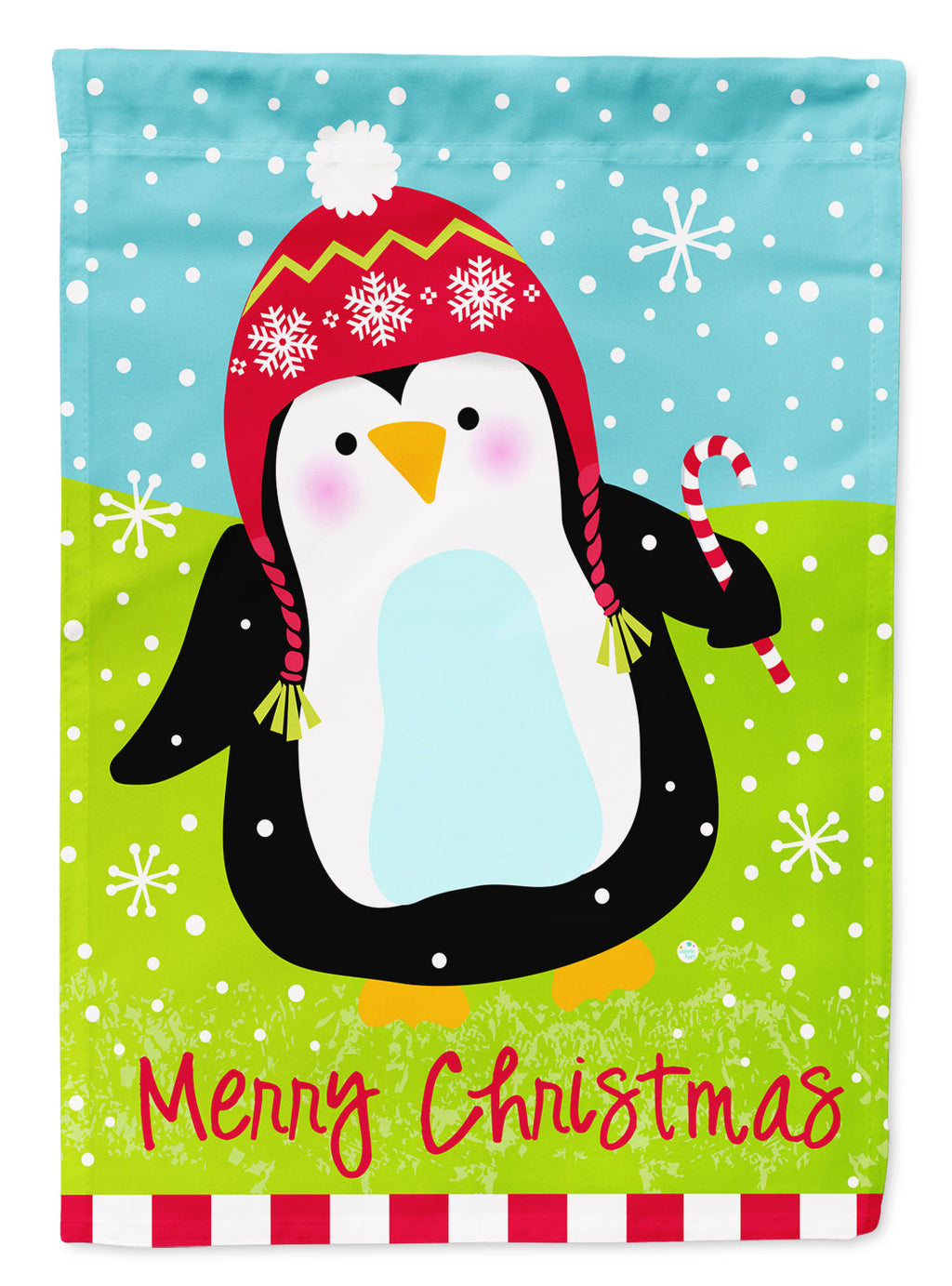 Merry Christmas Happy Penguin House Flag 28x40 Porch Sleeve Pole Decorative Outside Yard Banner Artwork Wall Hanging, Polyester