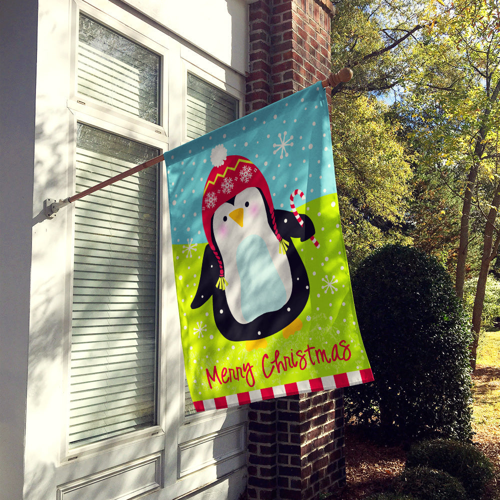 Merry Christmas Happy Penguin House Flag 28x40 Porch Sleeve Pole Decorative Outside Yard Banner Artwork Wall Hanging, Polyester
