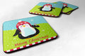 Merry Christmas Happy Penguin Foam Coasters Set of 4 Cup Coasters for Indoor Outdoor, Tabletop Protection, Anti Slip, Mouse pad Material