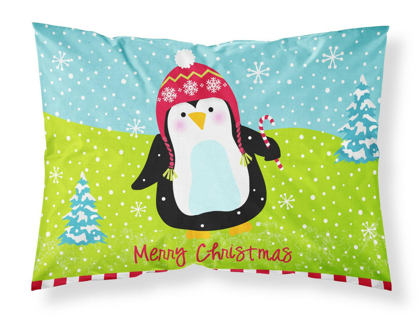 Merry Christmas Happy Penguin Standard Pillowcase Lightweight Super Soft Easy Care Decorative Artwork Pillowcase, Standard