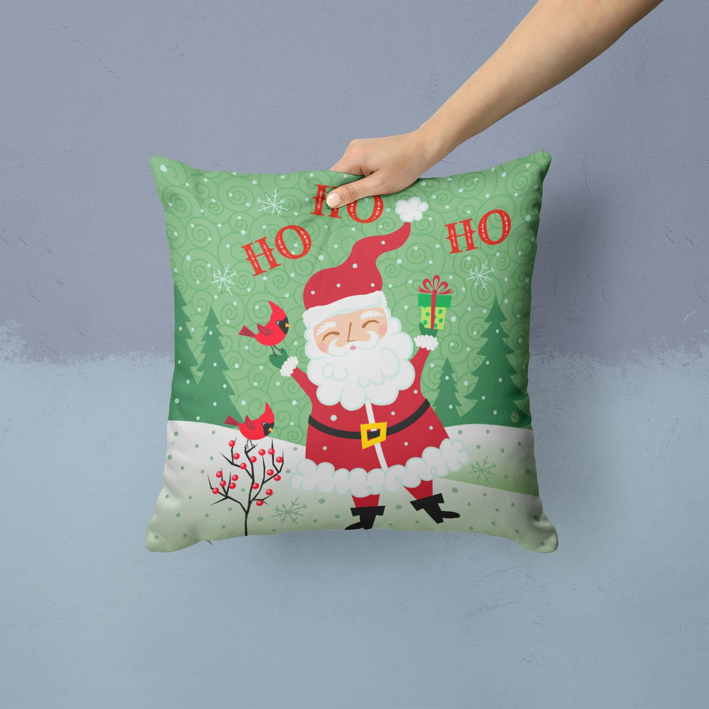 Merry Christmas Santa Claus Ho Ho Ho Decorative Throw Pillow 14x14 Indoor Outdoor Accent Cushion, Fabric Cover with Insert for Sofa, Bed, Porch & Living Room
