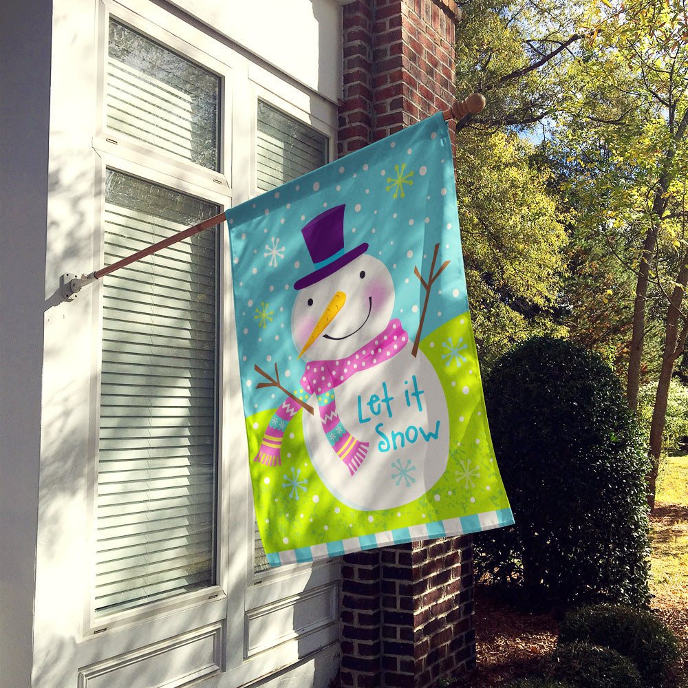 Christmas Snowman Let it Snow House Flag 28x40 Porch Sleeve Pole Decorative Outside Yard Banner Artwork Wall Hanging, Polyester