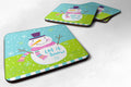 Christmas Snowman Let it Snow Foam Coasters Set of 4 Cup Coasters for Indoor Outdoor, Tabletop Protection, Anti Slip, Mouse pad Material