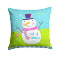 Christmas Snowman Let it Snow Decorative Throw Pillow 14x14 Indoor Outdoor Accent Cushion, Fabric Cover with Insert for Sofa, Bed, Porch & Living Room