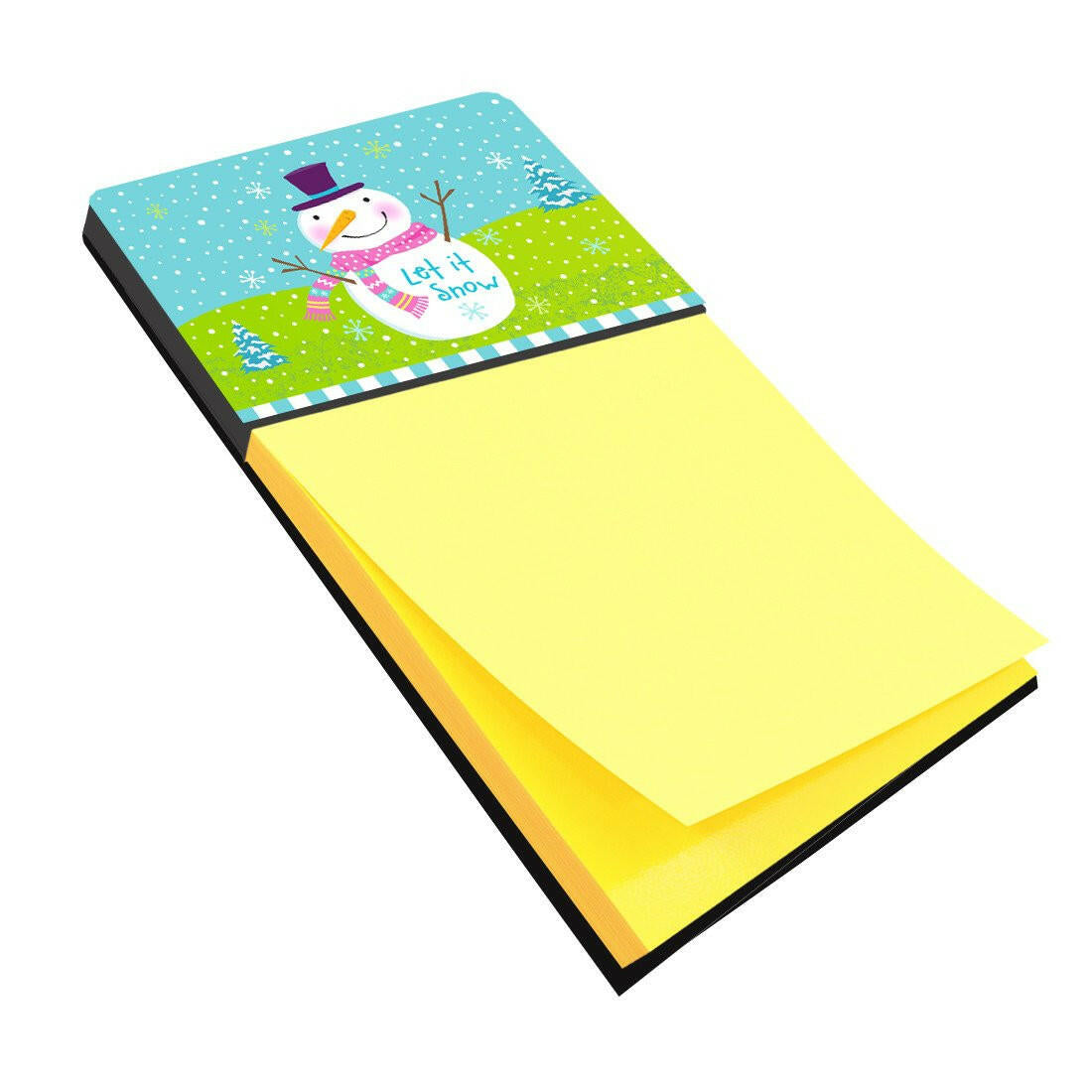 Christmas Snowman Let it Snow Watercolor Sticky Note Holder Refillable Dispenser Desk Accessory 3x3 Pad Gift