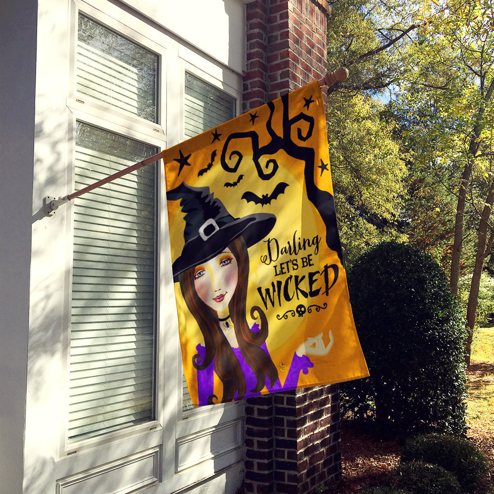 Halloween Wicked Witch House Flag 28x40 Porch Sleeve Pole Decorative Outside Yard Banner Artwork Wall Hanging, Polyester