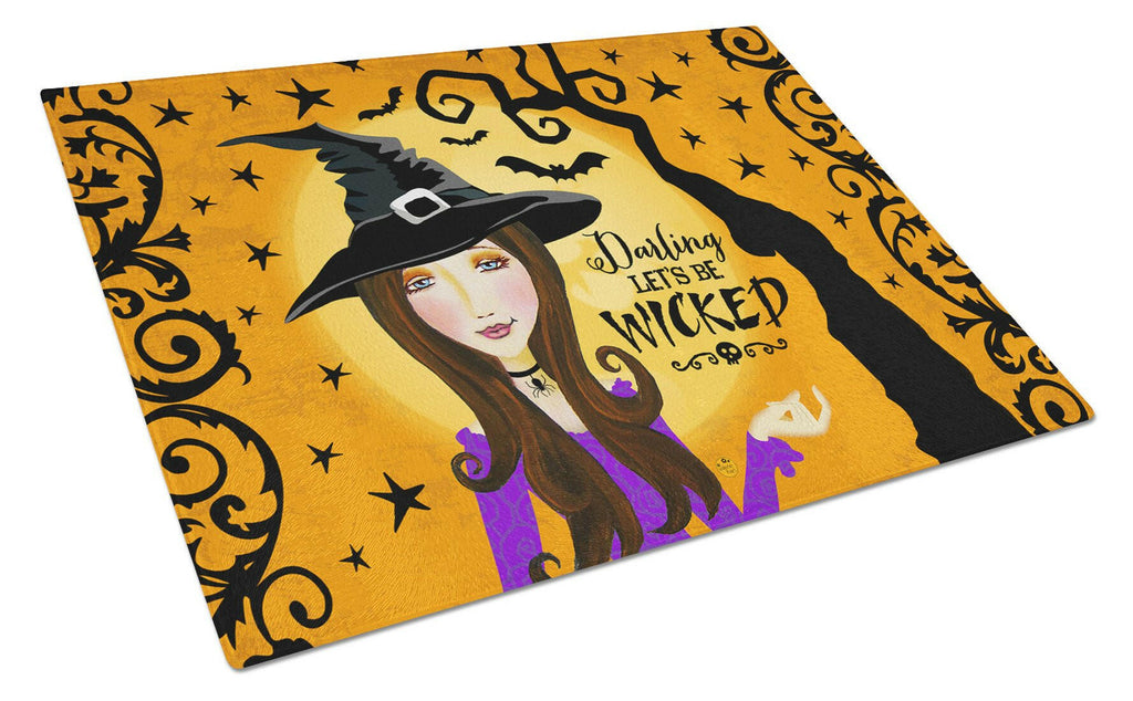 Halloween Wicked Witch Cutting Board Tempered Glass Kitchen Cutting Surface, Heat Resistant Chopping, Non-Slip Feet, Food Prep & Serving