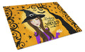Halloween Wicked Witch Cutting Board Tempered Glass Kitchen Cutting Surface, Heat Resistant Chopping, Non-Slip Feet, Food Prep & Serving