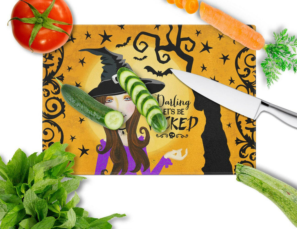 Halloween Wicked Witch Cutting Board Tempered Glass Kitchen Cutting Surface, Heat Resistant Chopping, Non-Slip Feet, Food Prep & Serving