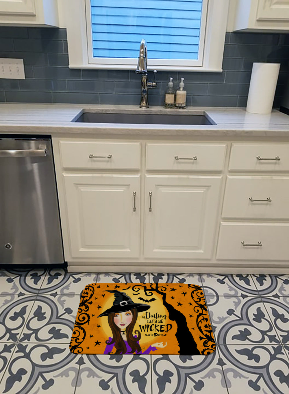 Halloween Wicked Witch Memory Foam Kitchen Mat Machine Washable Anti-Fatigue Cushion Comfort Bath or Kitchen Rug