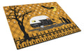 Halloween Vintage Camper Cutting Board Tempered Glass Kitchen Cutting Surface, Heat Resistant Chopping, Non-Slip Feet, Food Prep & Serving