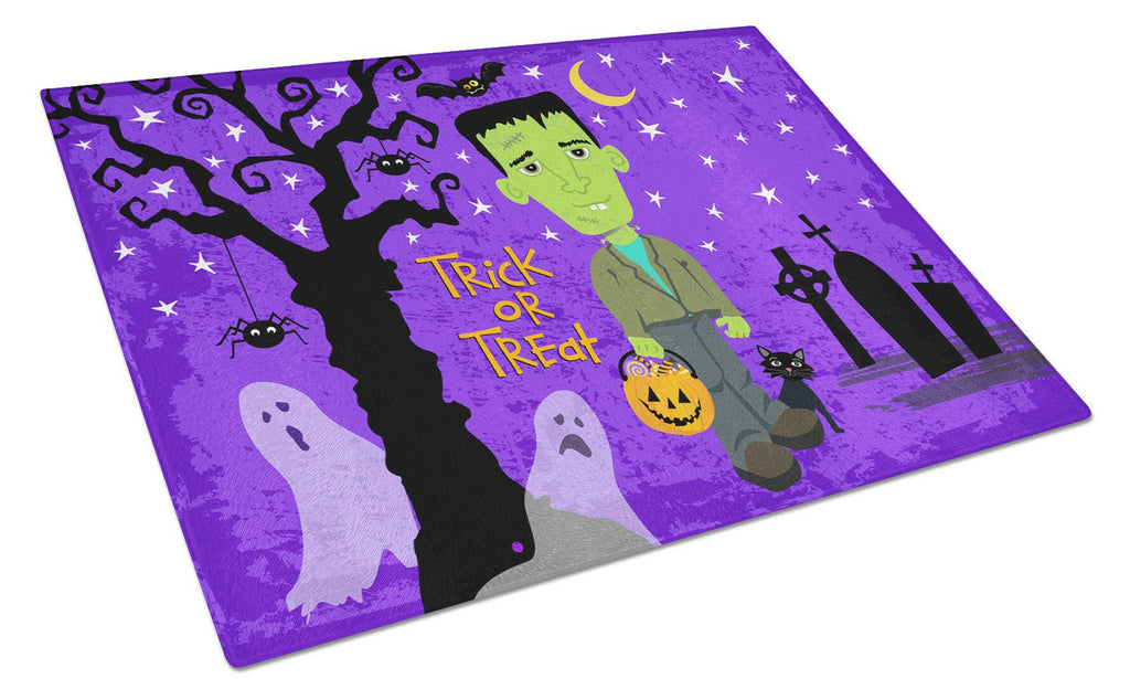 Halloween Frankie Frankenstein Cutting Board Tempered Glass Kitchen Cutting Surface, Heat Resistant Chopping, Non-Slip Feet, Food Prep & Serving