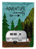 Airstream Camper Adventure Awaits House Flag 28x40 Porch Sleeve Pole Decorative Outside Yard Banner Artwork Wall Hanging, Polyester
