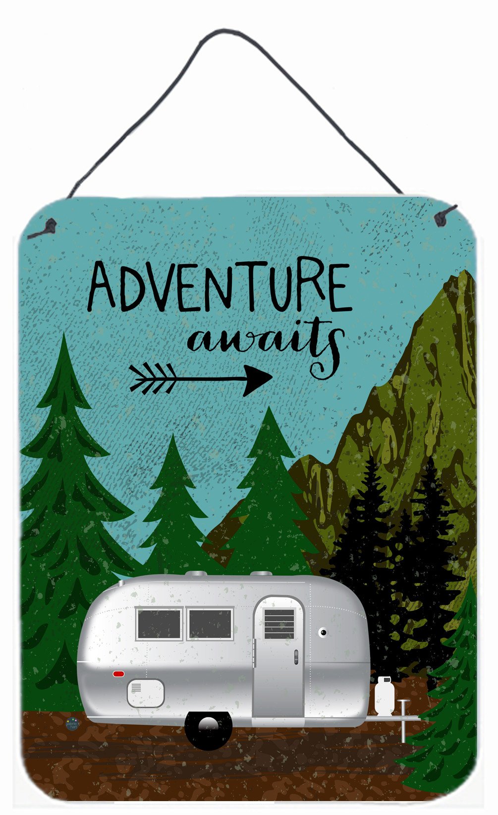 Airstream Camper Adventure Awaits Wall or Door Hanging Prints Aluminum Metal Sign Kitchen Wall Bar Bathroom Plaque Home Decor Front Door Plaque, 12x16, Multicolor