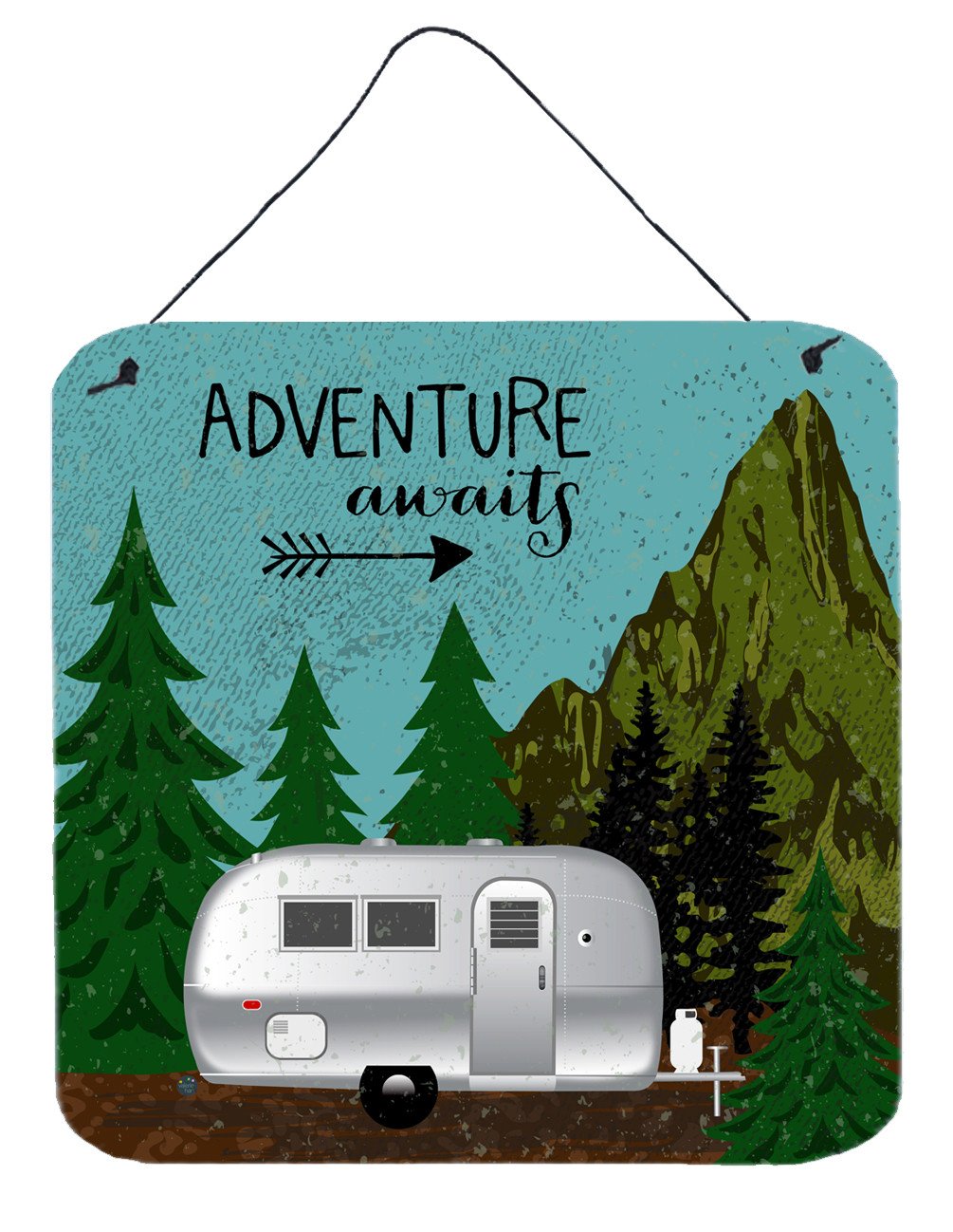 Airstream Camper Adventure Awaits Wall or Door Hanging Prints Aluminum Metal Sign Kitchen Wall Bar Bathroom Plaque Home Decor, 6x6, Multicolor