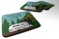 Airstream Camper Adventure Awaits Foam Coasters Set of 4 Cup Coasters for Indoor Outdoor, Tabletop Protection, Anti Slip, Mouse pad Material