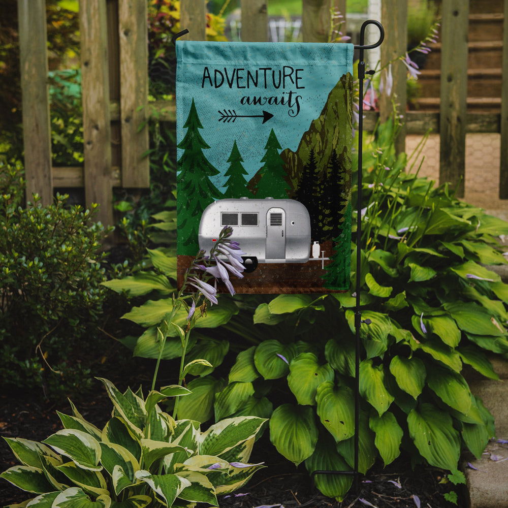 Airstream Camper Adventure Awaits Garden Flag Mailbox Decorative Yard Banner Outside Patio Artwork for Flower Beds, Garden Size, Multicolor