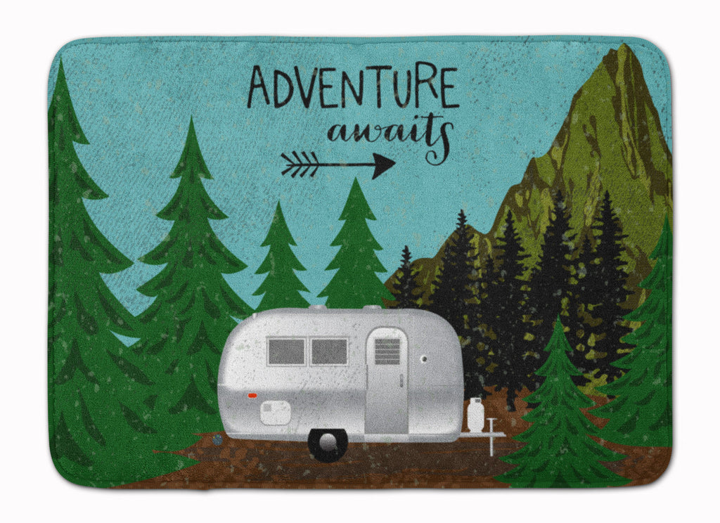 Airstream Camper Adventure Awaits Memory Foam Kitchen Mat Machine Washable Anti-Fatigue Cushion Comfort Bath or Kitchen Rug