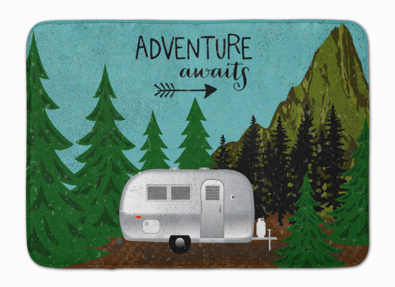 Airstream Camper Adventure Awaits Memory Foam Kitchen Mat Machine Washable Anti-Fatigue Cushion Comfort Bath or Kitchen Rug