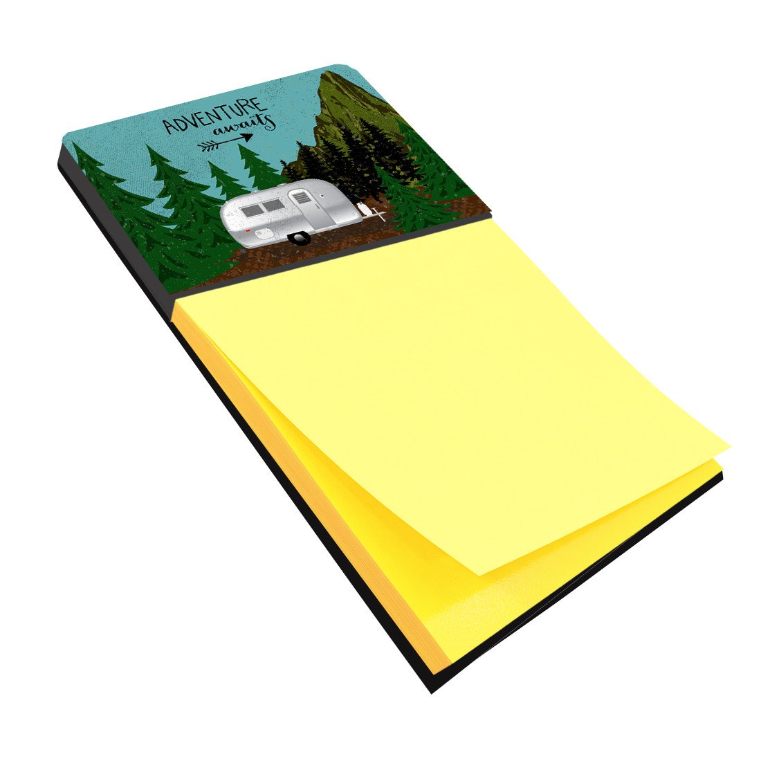 Airstream Camper Adventure Awaits Watercolor Sticky Note Holder Refillable Dispenser Desk Accessory 3x3 Pad Gift