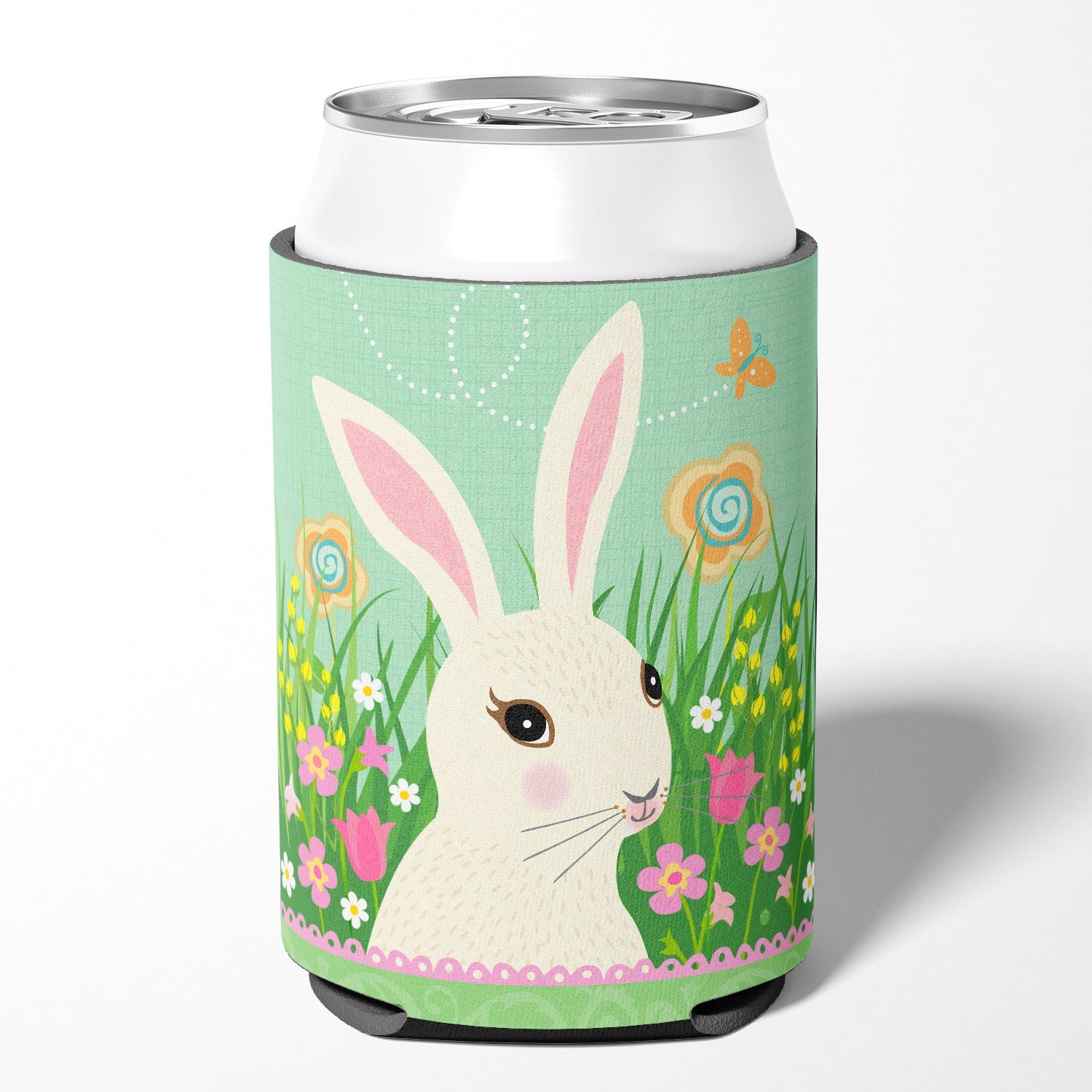 Easter Bunny Rabbit Can or Bottle Hugger Cooler Sleeve for Standard 12 oz Cans, Insulated Foam Beer & Soda Can Hugger Reusable