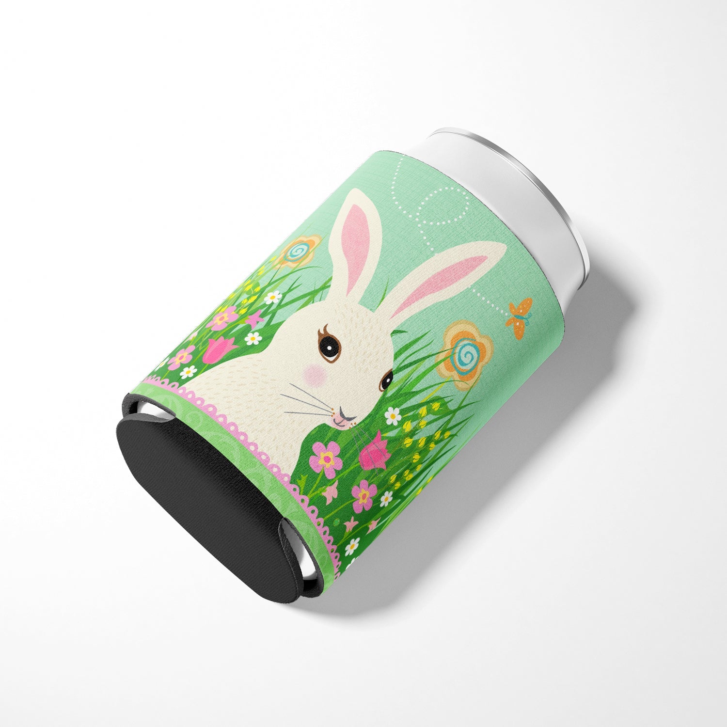 Easter Bunny Rabbit Can or Bottle Hugger Cooler Sleeve for Standard 12 oz Cans, Insulated Foam Beer & Soda Can Hugger Reusable