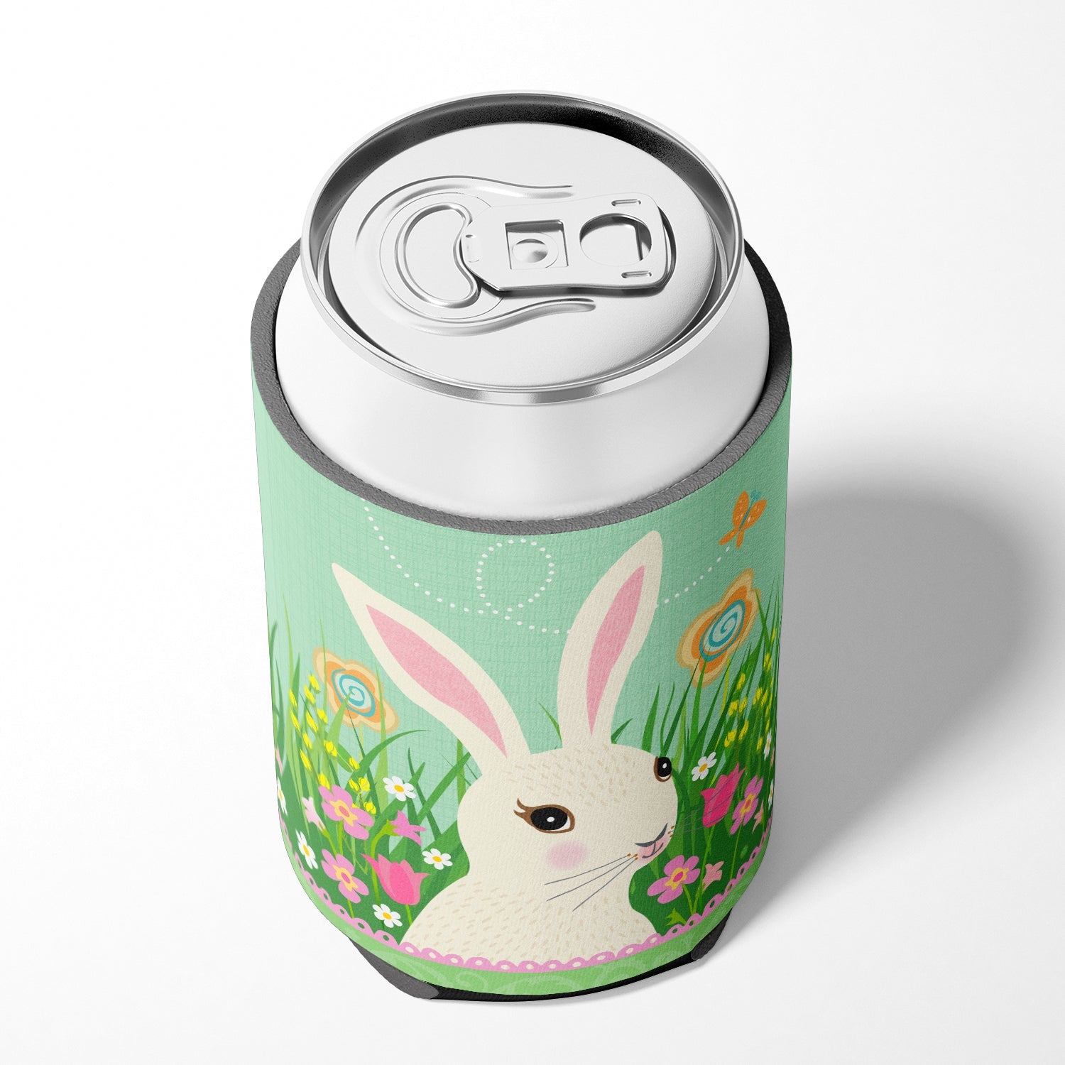 Easter Bunny Rabbit Can or Bottle Hugger Cooler Sleeve for Standard 12 oz Cans, Insulated Foam Beer & Soda Can Hugger Reusable
