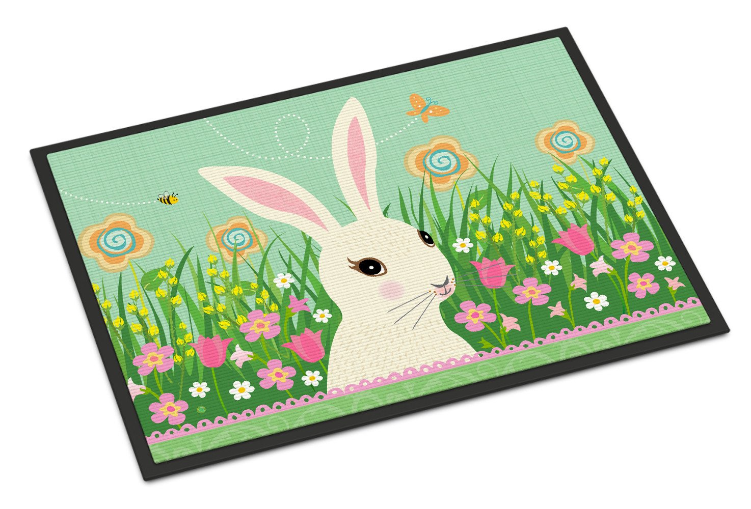 Easter Bunny Rabbit Doormat Indoor Outdoor 24H X 36W Front Door Mat Rugs for Entryway, Non Slip Washable Low Pile,