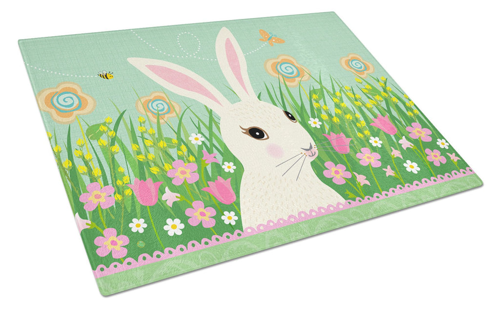 Easter Bunny Rabbit Cutting Board Tempered Glass Kitchen Cutting Surface, Heat Resistant Chopping, Non-Slip Feet, Food Prep & Serving