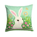 Easter Bunny Rabbit Decorative Throw Pillow 14x14 Indoor Outdoor Accent Cushion, Fabric Cover with Insert for Sofa, Bed, Porch & Living Room
