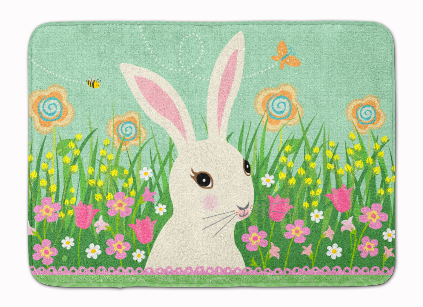 Easter Bunny Rabbit Memory Foam Kitchen Mat Machine Washable Anti-Fatigue Cushion Comfort Bath or Kitchen Rug