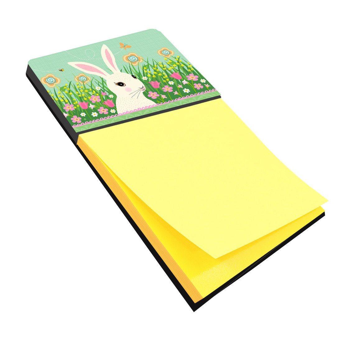Easter Bunny Rabbit Watercolor Sticky Note Holder Refillable Dispenser Desk Accessory 3x3 Pad Gift