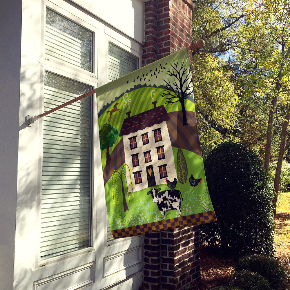 Folk Art Country House House Flag 28x40 Porch Sleeve Pole Decorative Outside Yard Banner Artwork Wall Hanging, Polyester